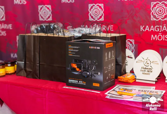Rally prizes on the awards table – Alakonnu Rally 2026, Awards ceremony