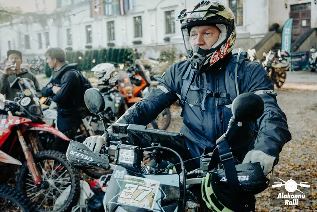 Motorcycle riders and organizers at the gathering point – Alakonnu Rally 2026, SS2 · SS3