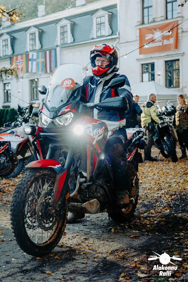 Motorcycle riders and organizers at the gathering point – Alakonnu Rally 2026, SS2 · SS3